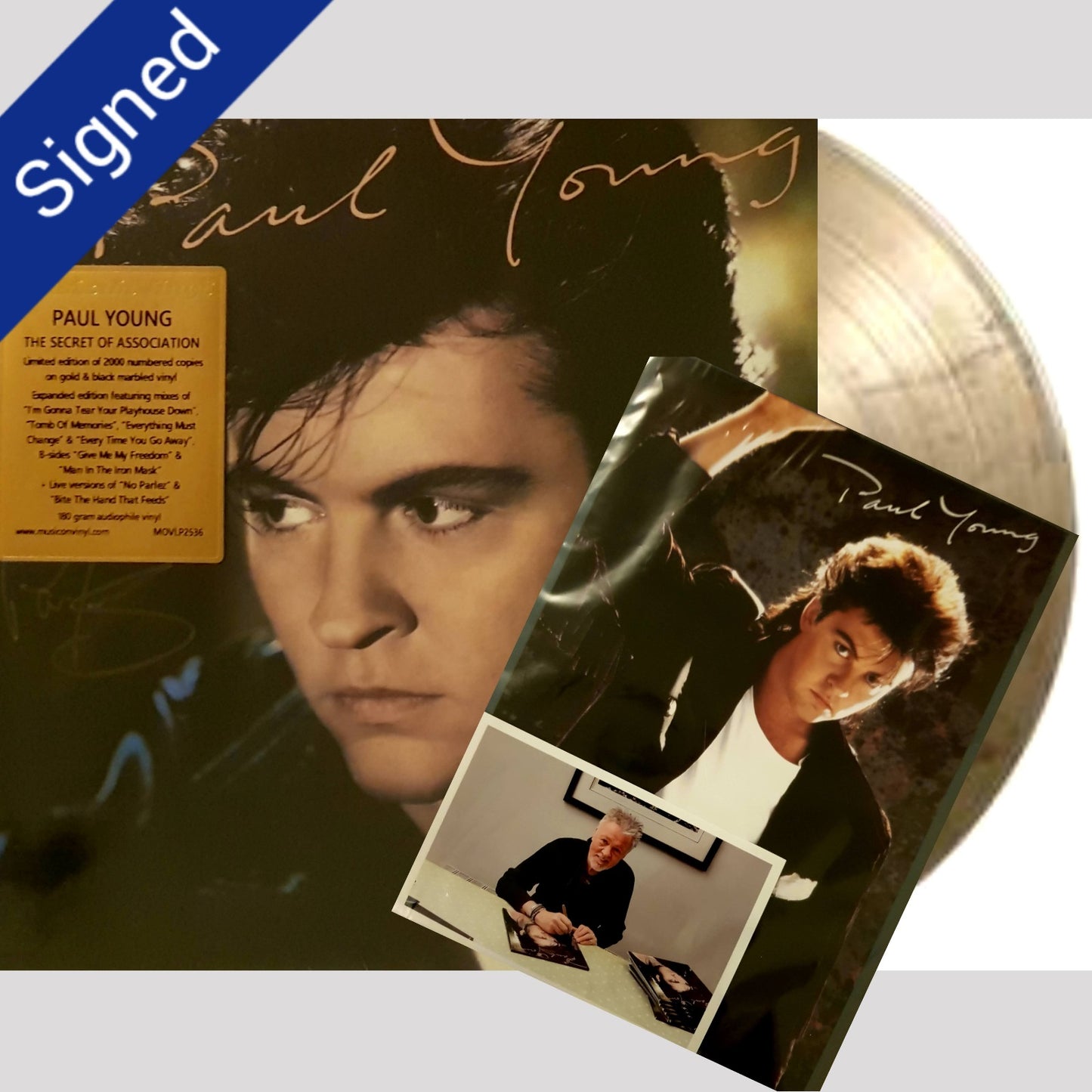 SIGNED Paul Young: The Secret Of Association - Gold/Black Vinyl Bundle