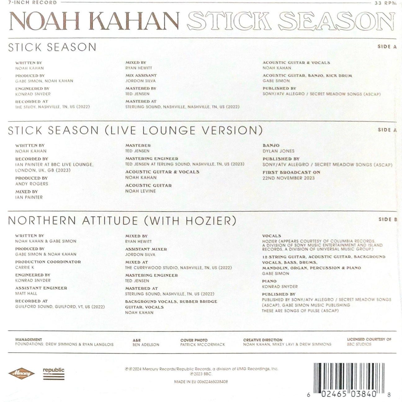 Stick-Season_Noah_Kahan_UK_Clear_Vinyl_7-inch_Rear