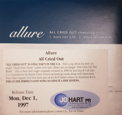 Allure Ft. 112: All Cried Out - UK-Promo-CD-Single (NM/NM)