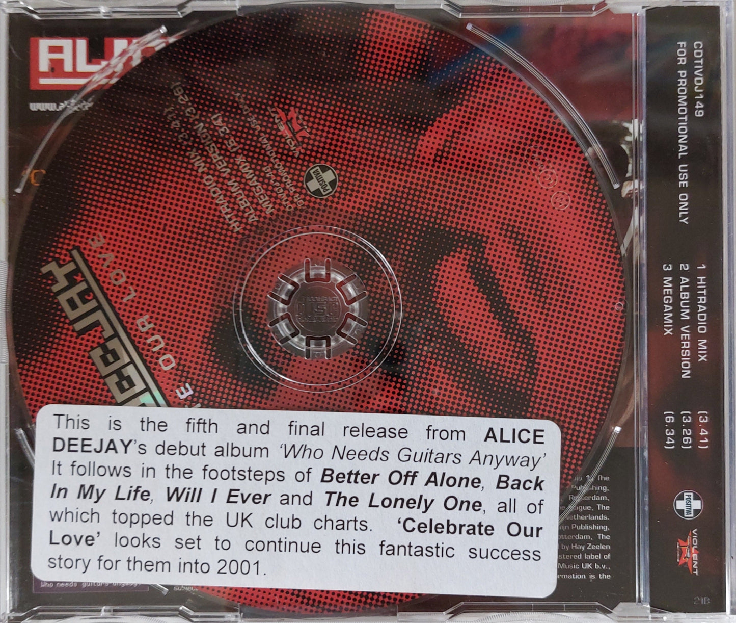 Alice Deejay: Celebrate Our Love - UK Promo CD (NM/NM)